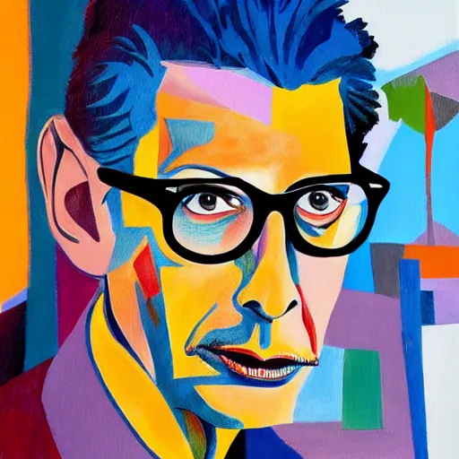 Prompt: Jeff Goldblum in the style of abstract Picasso