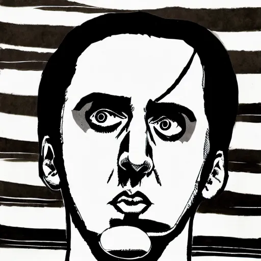 Prompt: an illustration of Nicholas Cage by Junji Ito