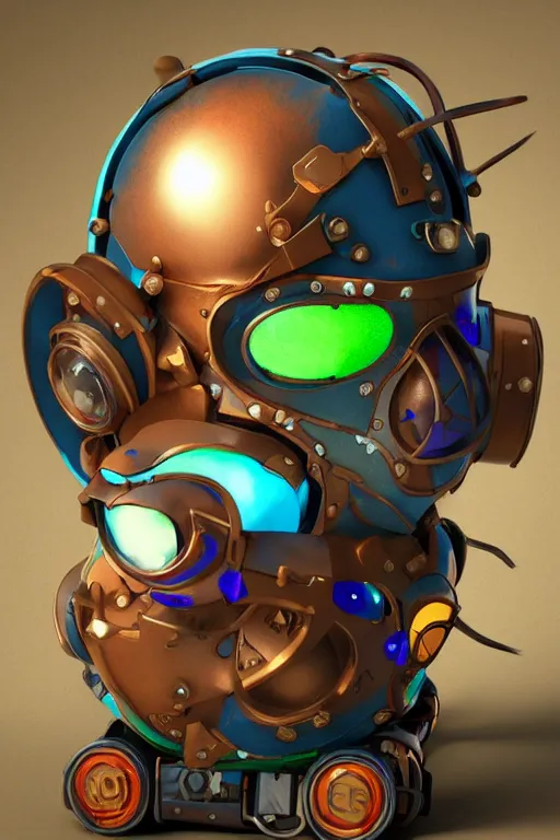 Image similar to colorful vivid steampunk mask minimalist fantasy art robot ninja helmet, global illumination ray tracing hdr fanart arstation by sung choi and eric pfeiffer and gabriel garza and casper konefal