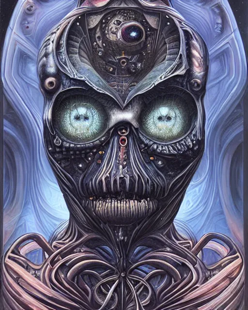 Image similar to cosmic lovecraft giger fractal spider portrait, pixar style, by tristan eaton stanley artgerm and tom bagshaw.