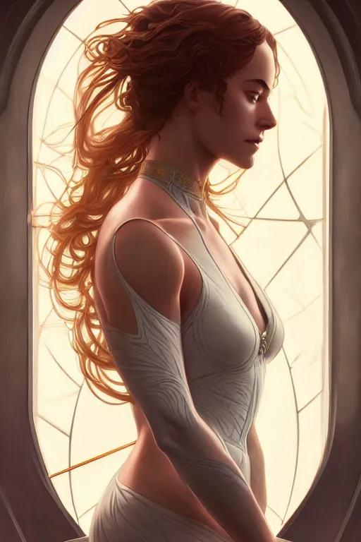Image similar to symmetry!! intense fanart of alizee as acotar protagonist, intricate, elegant, highly detailed, my rendition, digital painting, artstation, concept art, smooth, sharp focus, illustration, art by artgerm and greg rutkowski and alphonse mucha