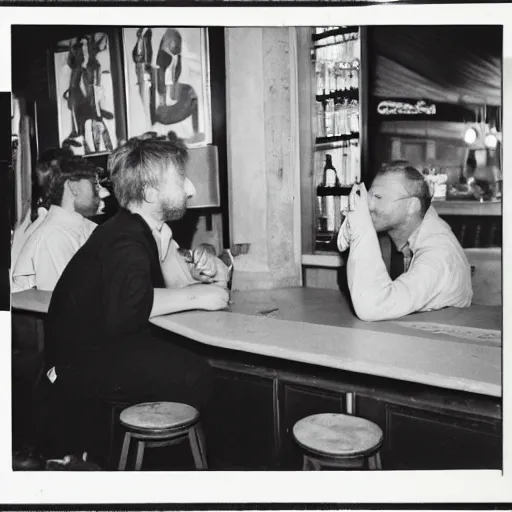 Image similar to lars løkke sitting drunk in the bar, film photo