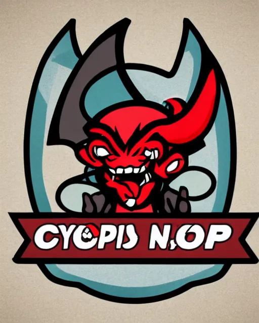 Image similar to esports logo, crying imp devil, cute