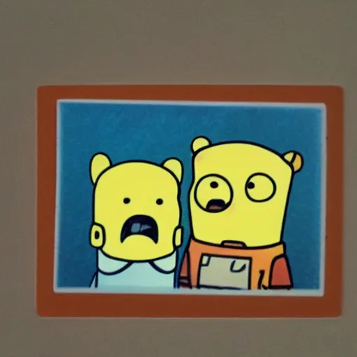 Prompt: Finn and Jake from Adventure Time selfie, polaroid