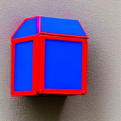 Prompt: a red box on the top of a blue box