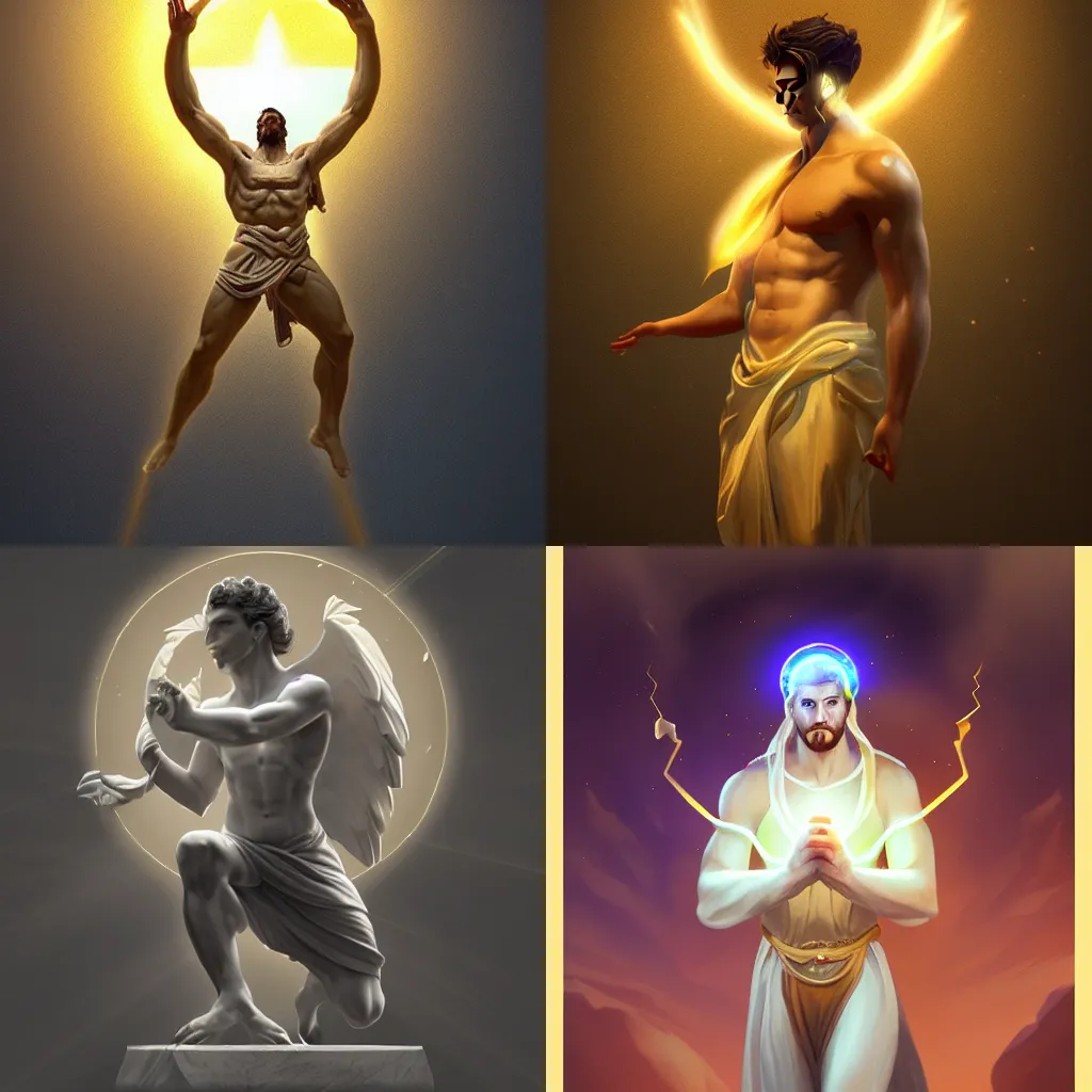 Image similar to Greek god of light, visually stunning, trending on Artstation, award-winning