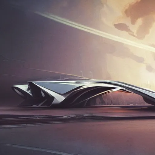 Image similar to sci-fi organic zaha hadid car 30% size and wall structure in the coronation of napoleon painting by Jacques-Louis David and in the blade runner 2049 film search pinterest keyshot product render 4k in dark plastic