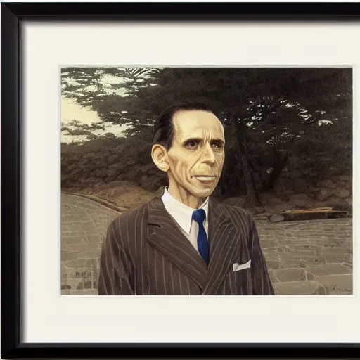 Prompt: anime joseph goebbels by hasui kawase by richard schmid