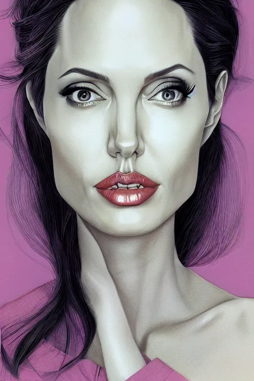 Prompt: Angelina Jolie, victo ngai, artgerm portrait