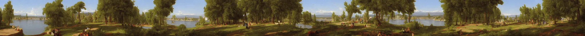 Image similar to spokane riverfront park painting by thomas cole