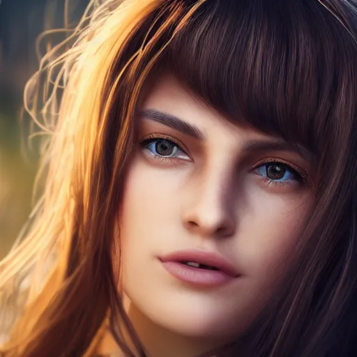 Image similar to real life photo of a beautiful girl, full body photoshoot, long brown hair, brown eyes, full round face, short smile, dark brown sweater, forest setting, cinematic lightning, medium shot, mid - shot, highly detailed, trending on artstation, unreal engine 4 k, 8 0 mm, 8 5 mm, cinematic wallpaper