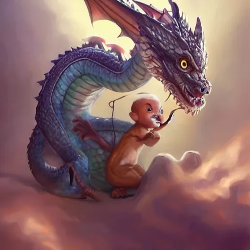 Prompt: cute dragon breathing out visably, small dragon baby, smooth chinese dragon, big eyes, by stanley artgerm lau, wlop, rossdraws, james jean, andrei riabovitchev, marc simonetti, and sakimichan, trending on artstation