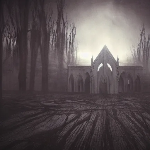 Image similar to The Void, gothic art, color, eerie, horror, scary, ominous, 8k, highly detailed