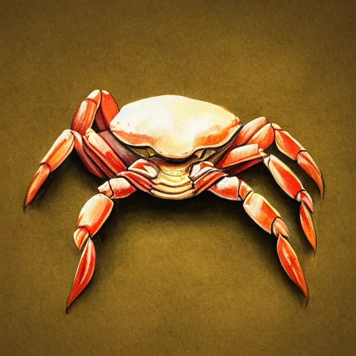 Image similar to A portrait of a crab, in the style of Studio Ghibli, 4k, fantasy, D&D, traditional art, highly detailed, full body shot, shallow depth of field, bokeh, professional lighting