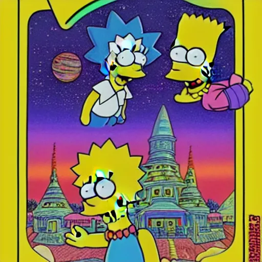 Image similar to trippy simpsons in space