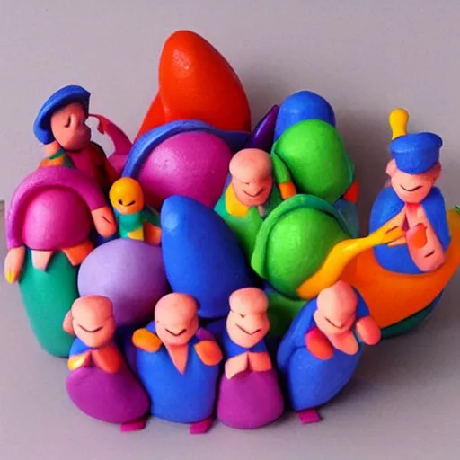 Prompt: colourful claymation art, pinterest, behance,