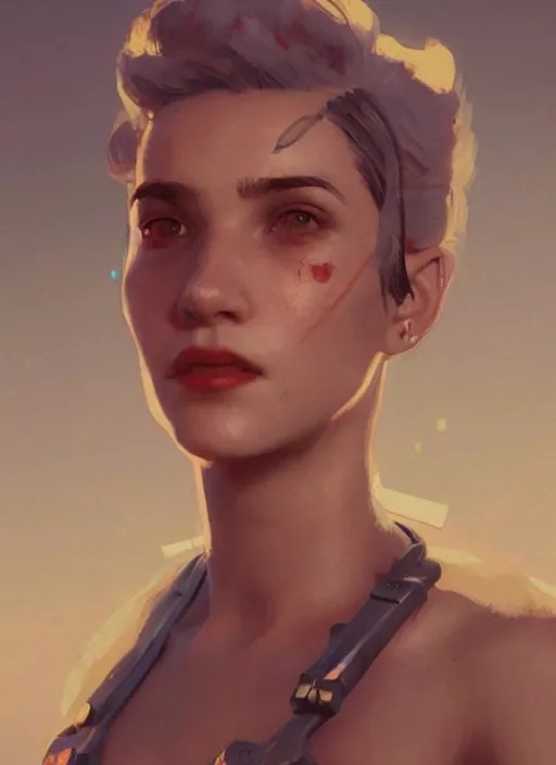 Image similar to portrait of a young woman from fallout 4 wearing a dress, art by ryo shiotani and greg rutkowski, intricate, beautiful, cute, cinematic lighting