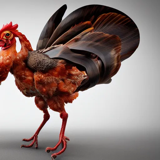 Image similar to caught with a 6 legged onyx chicken, hyper detailed, photorealistic, octane render, trending at cgstation, 8 k.