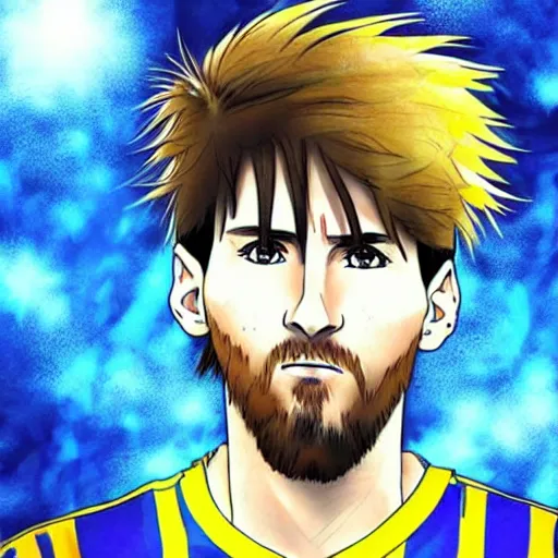 messi in anime style | Stable Diffusion