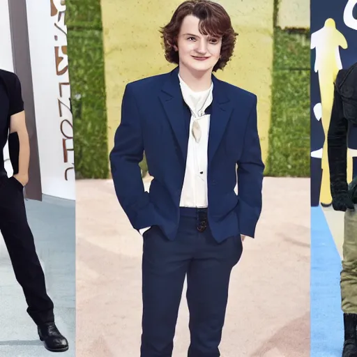 Image similar to joe keery, stranger things actor, anime, jojo's bizarre adventures, epic, steve harrington