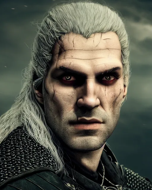 Prompt: portrait of the witcher, undead, shady, creepy, ultrarealistic, 8 k