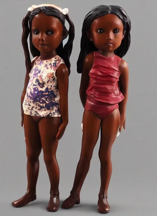 Prompt: Image on the store website, eBay, Full body, highly detailed 80mm resin figure of children, brown skin