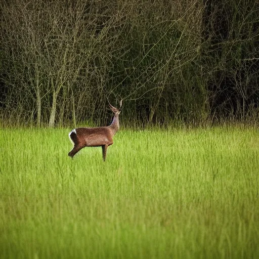 Prompt: A deer grazing in a field by Studio Ghibli, 8k, HD,