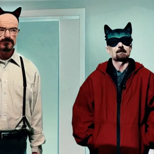 Prompt: walter white wearing cat ears,