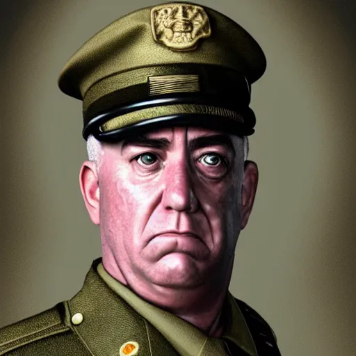 Prompt: hyper - realistic portrait of sergeant hartman, full metal jacket, 3 d, 8 k, digital art