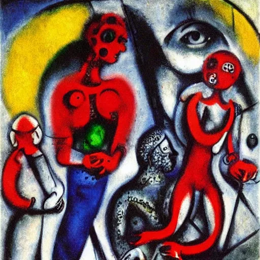 Prompt: cyborgs by marc chagall