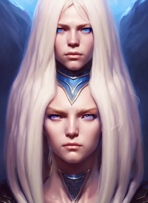 Image similar to a fantasy style portrait painting of shy white female paladin scarred left eye with blonde hair and blue eyes, holy oil painting unreal 5 daz. rpg portrait extremely detailed artgerm greg rutkowski _ greg