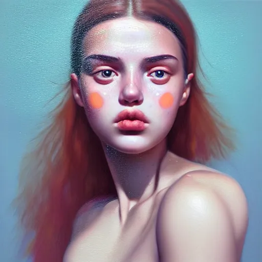 Image similar to beautiful hyperrealism hyperdetailed selfie of a cute young woman sitting in her car, flushed face, red blush, light freckles, puffy lips, soft features, 8 k, sharp focus, art by irakli nadar, instagram