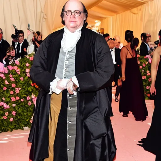 Image similar to photo of benjamin franklin at the met gala