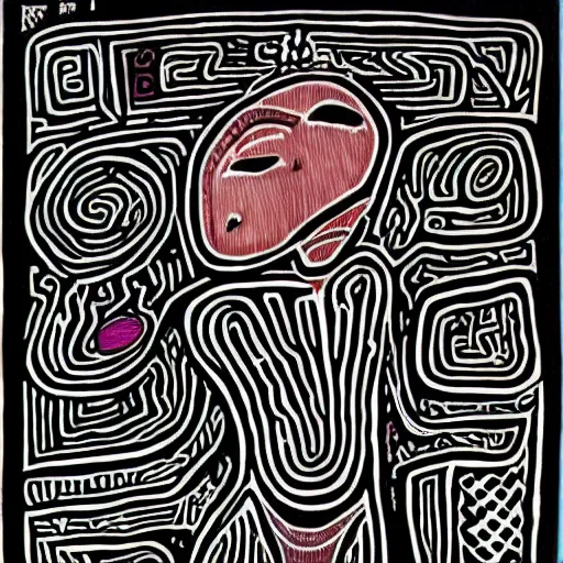 Image similar to a black woman, pregnant, by keith harring, intricate details, colorful