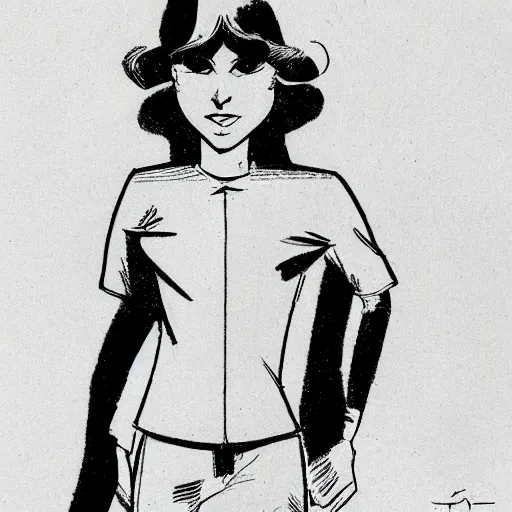 Image similar to a female character drawn by david mazzucchelli, cmyk portrait