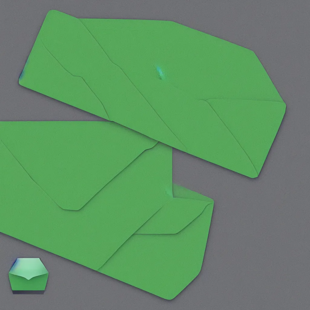 Image similar to top-down view of an envelope on top of a green surface, 8k, high detail, photorealistic, proper shading