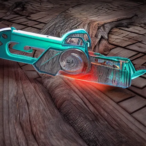 Prompt: photorealistic chainsaw cutting wood. hyperdetailed photorealism, 1 0 8 megapixels, amazing depth, high resolution, 3 d shading, 3 d finalrender, 3 d cinematic lighting, glowing rich colors, psychedelic overtones, artstation concept art.