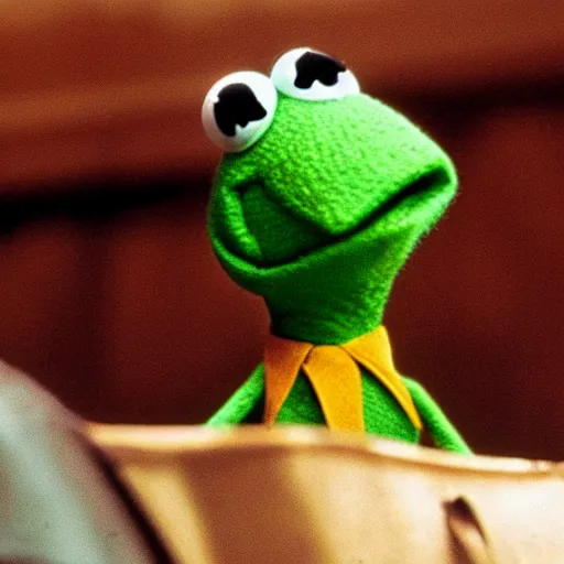 Image similar to A still of Kermit The Frog in Goodfellas