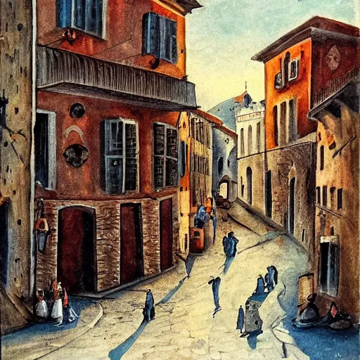 Prompt: old city by antonio berni