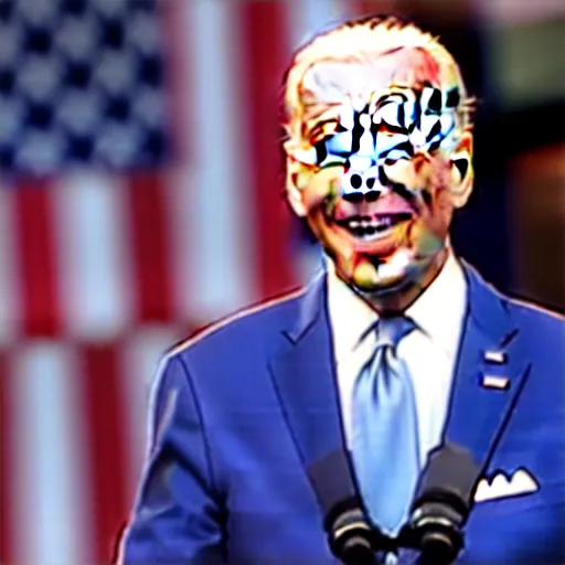 Image similar to closeup of Joe Biden with his tongue sticking out