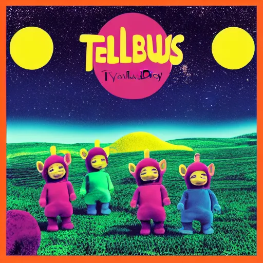 Prompt: teletubbies Tame Impala album cover art