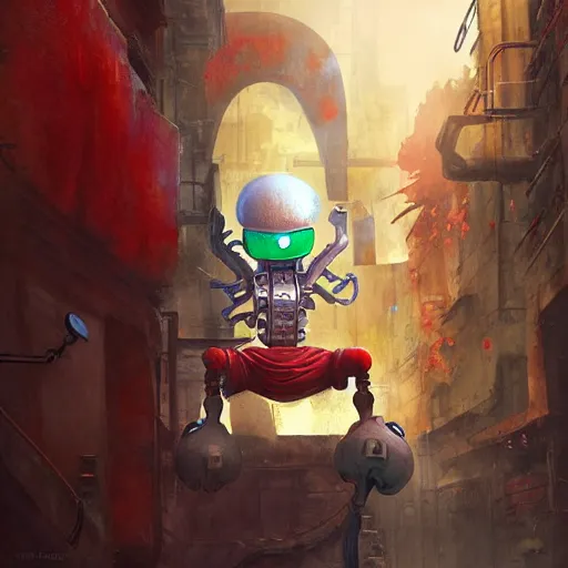 Prompt: alien robot luffy, thief, photography, by marc simonetti