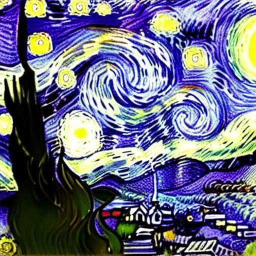 Image similar to starry night by junji ito