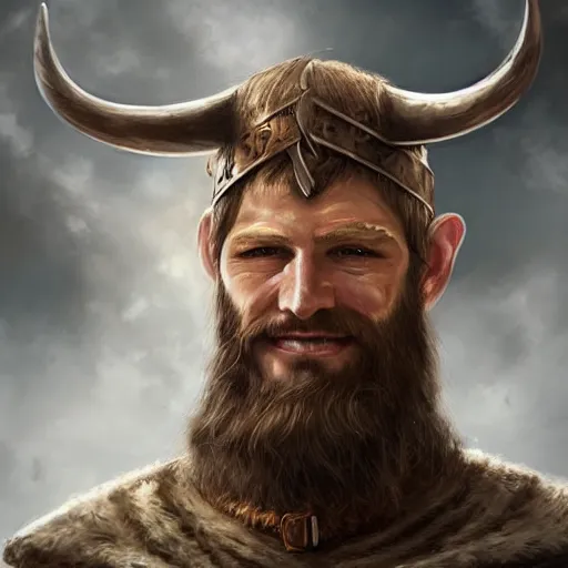 Image similar to painting portrait of a viking wearing a wood mask, artstation, ultra detailed