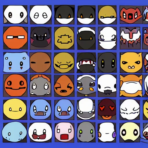 Prompt: binding of isaac pokemon turntable sprite sheet