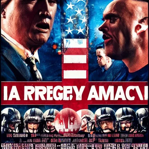 Prompt: a movie poster about angry people fighting over an american football