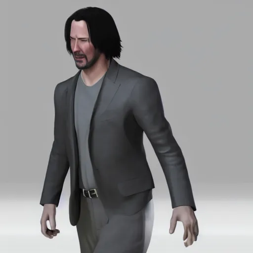 Image similar to Keanu reeves 3D modeling charter Full view by Pixar 4K detailed super realistic