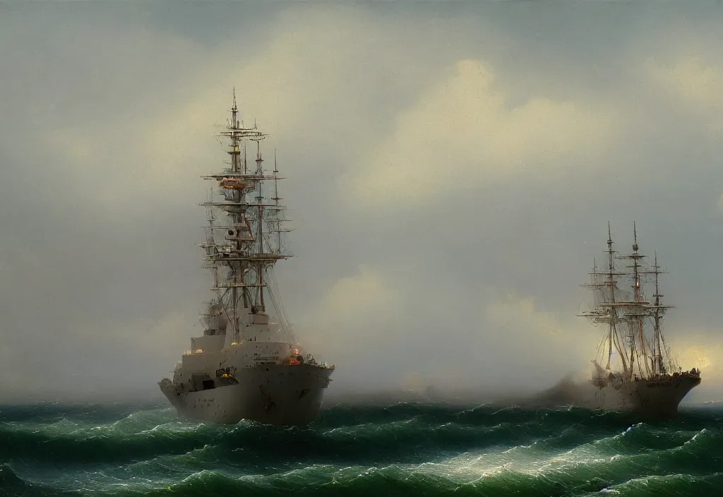 Image similar to us navy ship close up by ivan aivazovsky