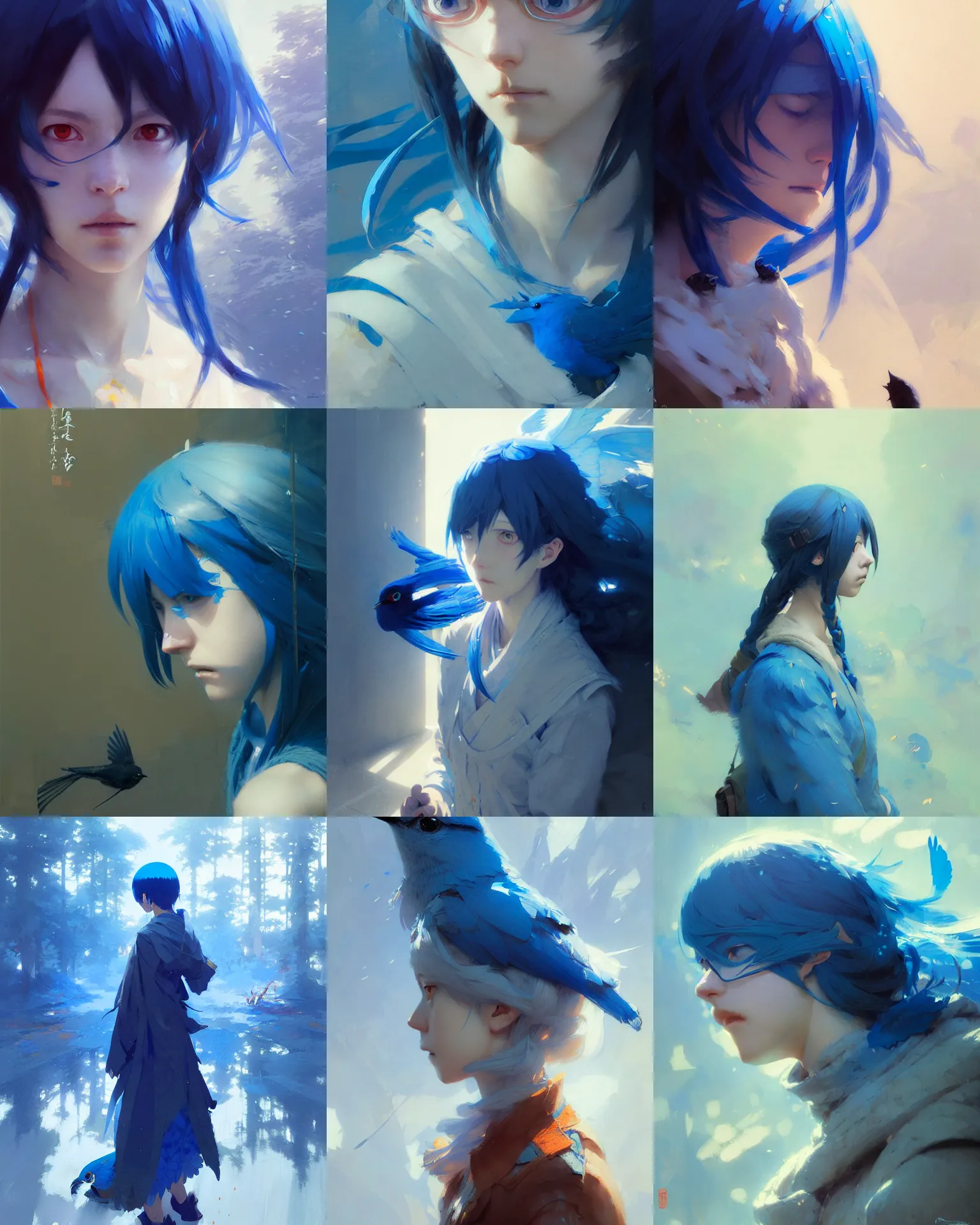 Prompt: liz and the blue bird anime, intricate, sharp focus, illustration, highly detailed, digital painting, concept art, matte, art by ruan jia and wlop and greg rutkowski, masterpiece