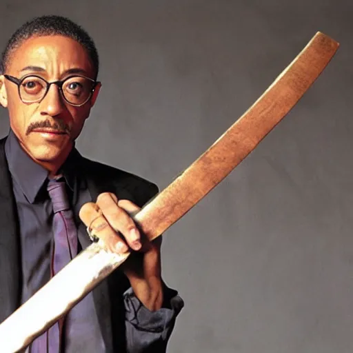 Prompt: giancarlo esposito holding an axe